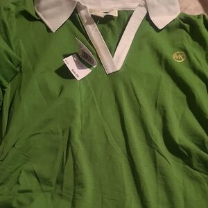 Michael Kors Lime Green Polo with White Collar